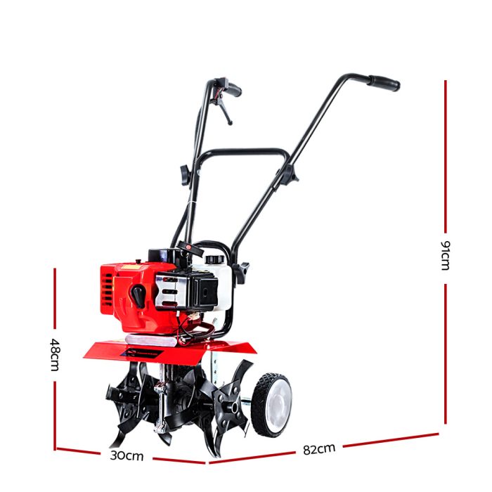 Giantz 65CC Tiller Garden Cultivator Rototiller 4 Blades Soil Plower Mini Rotary Hoe - Image 2