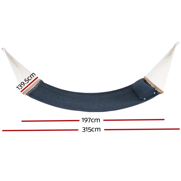 Gardeon Hammock Bed Outdoor Portable Hanging Chair Camping Blue - Image 2