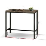 Artiss Vintage Industrial High Bar Table for Stool Kitchen Cafe Desk Dark Brown - Image 2