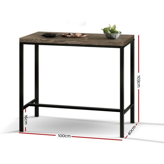 Artiss Vintage Industrial High Bar Table for Stool Kitchen Cafe Desk Dark Brown - Image 2