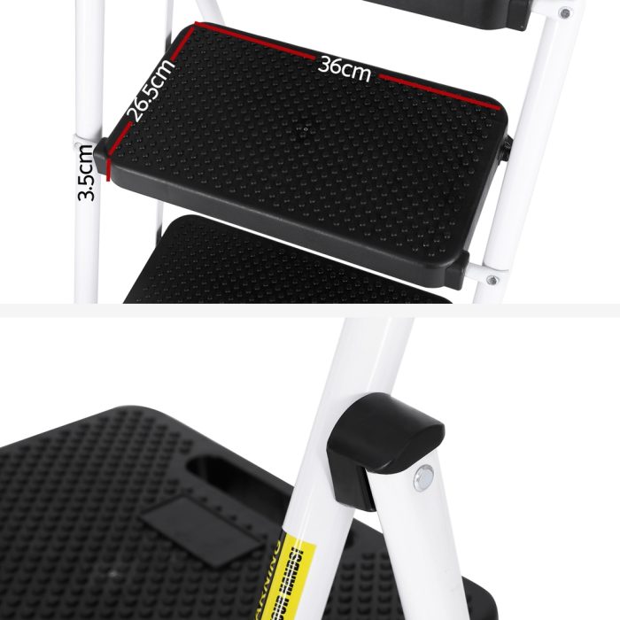 Giantz 3 Step Ladder Multi-Purpose Folding Steel Light Weight Platform - Image 4