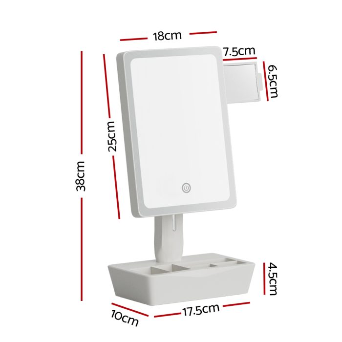 Embellir Makeup Mirror 10X Magnifying with LED light Storage Cosmetic Mirror - Image 2