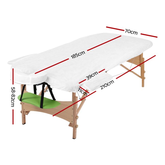 Zenses Massage Table 70cm Portable 3 Fold Wooden Beauty Bed Green - Image 2