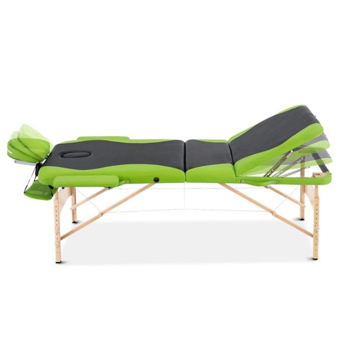 Zenses Massage Table 70cm Portable 3 Fold Wooden Beauty Bed Green - Image 3