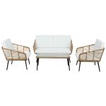 Gardeon 4-Piece Outdoor Sofa Set Rattan Lounge Setting Table Chairs - Image 3