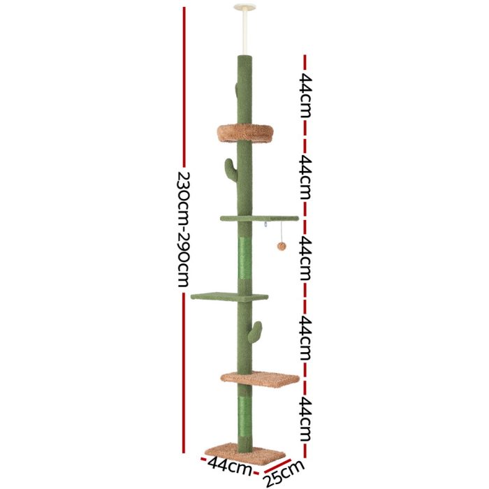 i.Pet Cat Tree Tower Scratching Post Scratcher Floor to Ceiling Cats Bed 290cm - Image 2