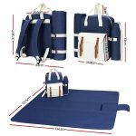 Alfresco 4 Person Picnic Basket Set Backpack Bag Insulated Blue - Image 2