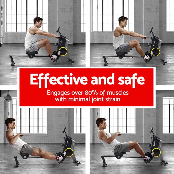 Everfit Rowing Machine 12 Levels Magnetic Rower Fitness Gym Cardio Workout - Image 4