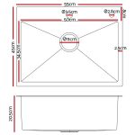 Cefito Kitchen Sink 55X45CM Stainless Steel Basin Single Bowl Extra Hole Silver - Image 2