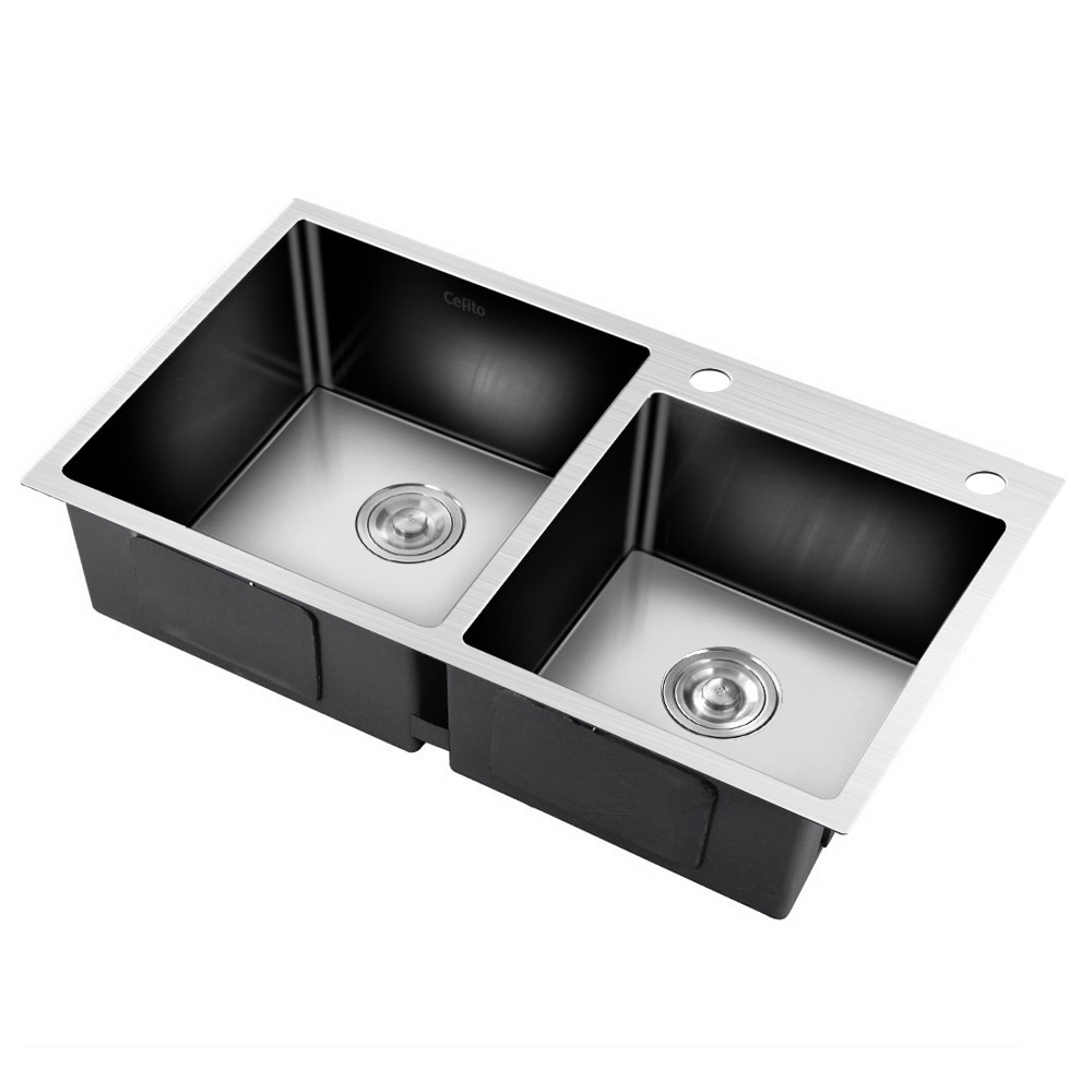 SINK-EC-8045-SI-00 Cefito 80cm x 45cm Stainless Steel Kitchen Sink Flush/Drop-in Mount Silver - Image 1