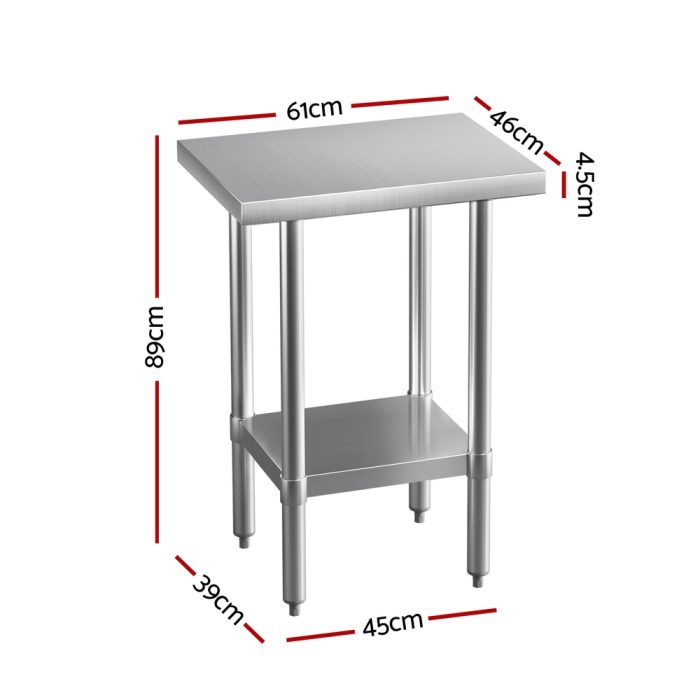 Cefito Stainless Steel Kitchen Benches Work Bench 610x457mm 430 - Image 2