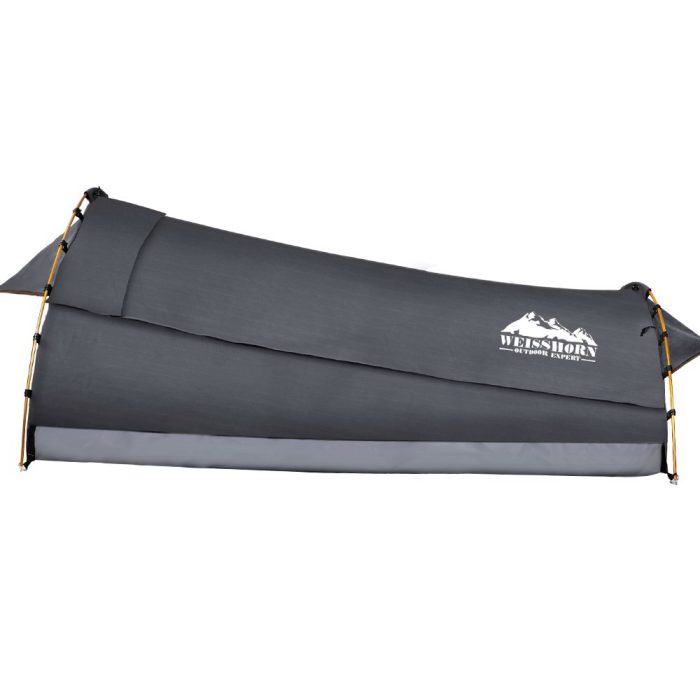 Weisshorn Double Swag Camping Swags Deluxe Canvas Tent Dark Grey - Image 3