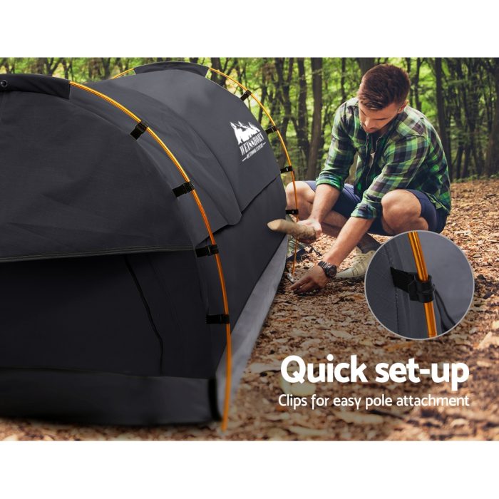 Weisshorn Double Swag Camping Swags Deluxe Canvas Tent Dark Grey - Image 4