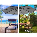 Instahut 3M Umbrella with 50x50cm Base Outdoor Umbrellas Cantilever Sun Stand UV Garden Grey - Image 4