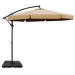 Instahut 3m Outdoor Umbrella w/Base Cantilever Garden Beach Patio Beige - Image 2