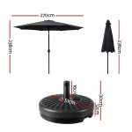 Instahut Outdoor Umbrella 2.7m Base Beach Pole Garden Tilt Sun Patio UV Black - Image 2