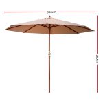 Instahut 3m Outdoor Umbrella Pole Umbrellas Beach Garden Sun Stand Patio Beige - Image 2