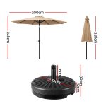 Instahut 3m Outdoor Umbrella w/Base Pole Tilt Beach Garden Patio Beige - Image 2