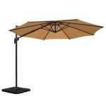Instahut 3m Outdoor Umbrella w/Base Cantilever Beach Roma 360 Degree Tilt Beige - Image 3