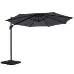 Instahut 3m Outdoor Umbrella w/Base Cantilever Beach Roma 360 Degree Tilt Charcoal - Image 3