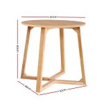 Artiss Coffee Table Round Side Tables Nightstand Bedside Furniture Wooden Beige - Image 2