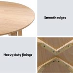 Artiss Coffee Table Round Side Tables Nightstand Bedside Furniture Wooden Beige - Image 3