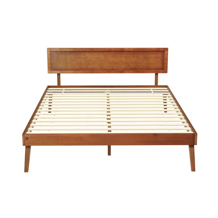 Artiss Bed Frame Queen Size Wooden Bed Base Walnut SPLAY - Image 3