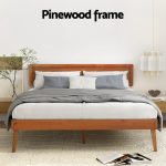 Artiss Bed Frame Queen Size Wooden Bed Base Walnut SPLAY - Image 4