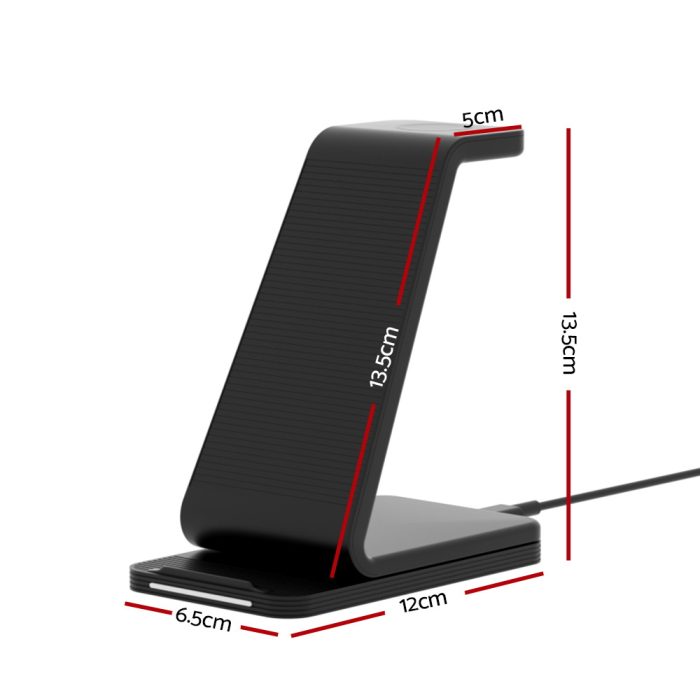 Devanti 3 in 1 Wireless Charger Dock 15W Fast Charging Stand - Image 2