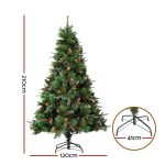 Jingle Jollys 2.1M Christmas Tree with Pine Cones Red Berries Prelit LED Warm Lights - Image 2