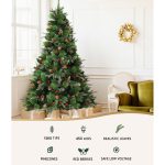 Jingle Jollys 2.1M Christmas Tree with Pine Cones Red Berries Prelit LED Warm Lights - Image 3
