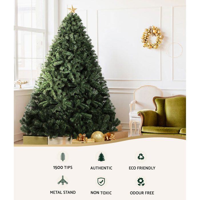 Jingle Jollys Christmas Tree 2.4M Xmas Tree Decorations Green 1500 Tips - Image 4