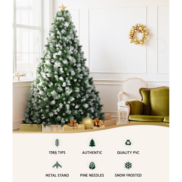 Jingle Jollys 2.7M Christmas Tree with Pine Needle Snowy Xmas Tree 1765 Tips - Image 4