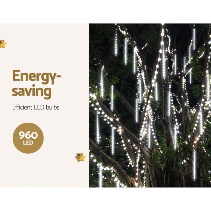 Jingle Jollys 12M Christmas Lights Shower Light 960 LED Falling Metor - Image 4
